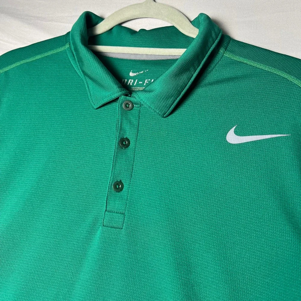 Nike Mens Dri-FIT Polo Shirt Green Short Sleeve Swoosh Golf Activewear Large